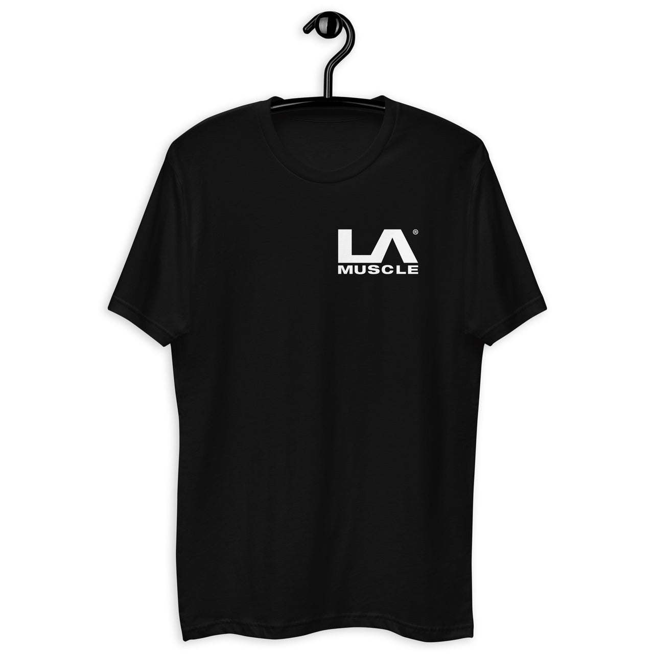 LA Muscle White Logo FITTED Short Sleeve T-shirt