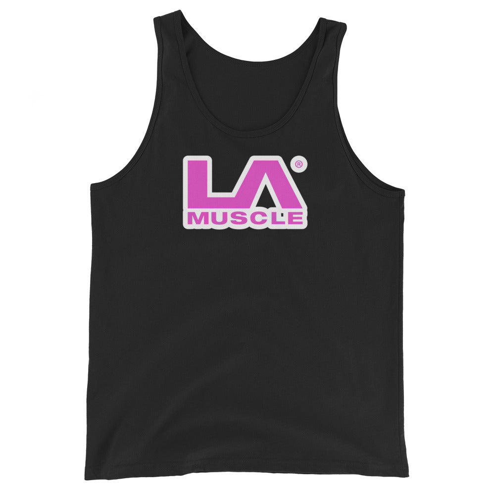 LA Muscle Pink Sticker Logo Tank Top