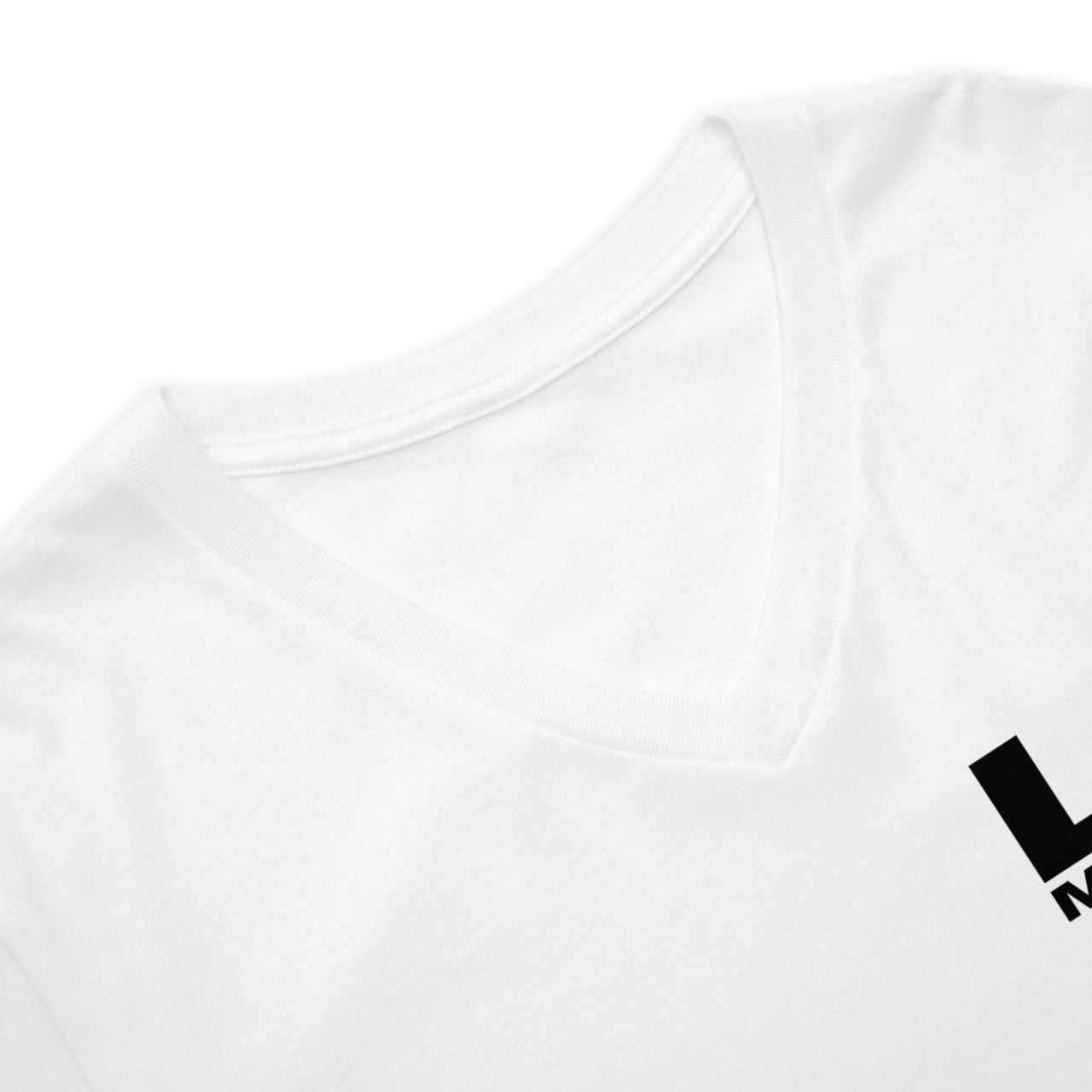 LA Muscle White with Black Logo Unisex Short Sleeve V-Neck T-Shirt