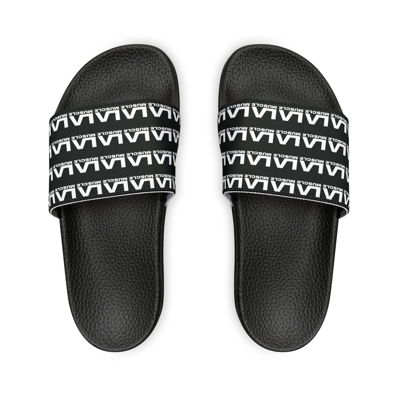 LA MUSCLE WHITE LOGO Men's PU Slide Sandals