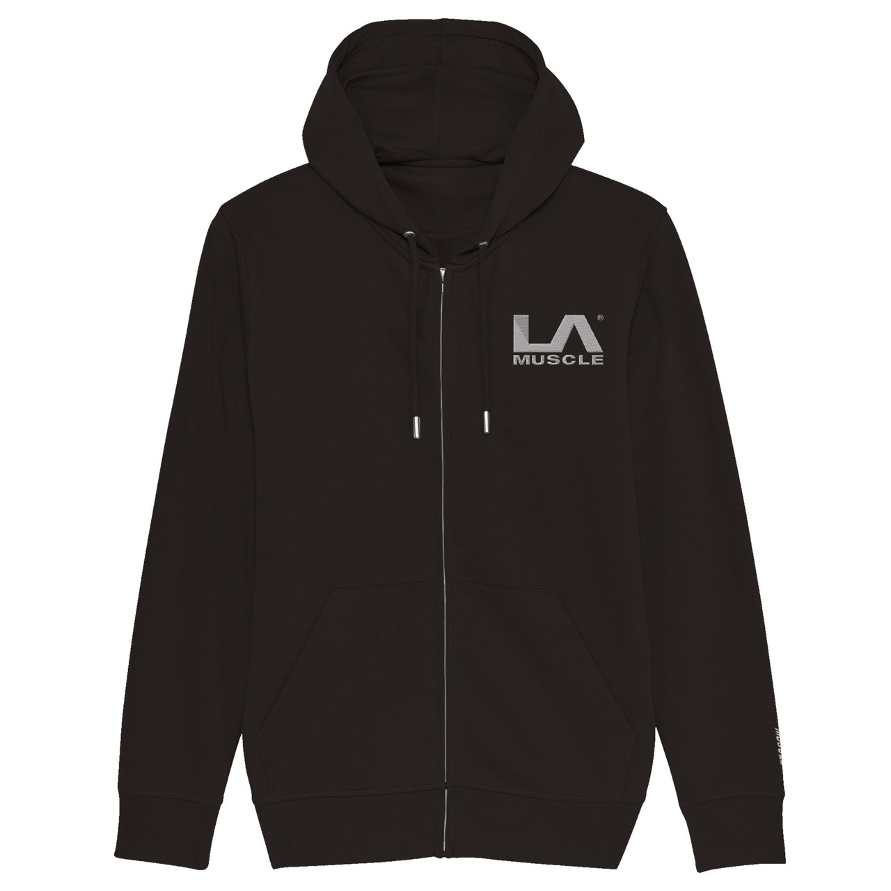PREMIUM LA MUSCLE EMBROIDERED White Logo Organic Unisex Zip Hoodie for life