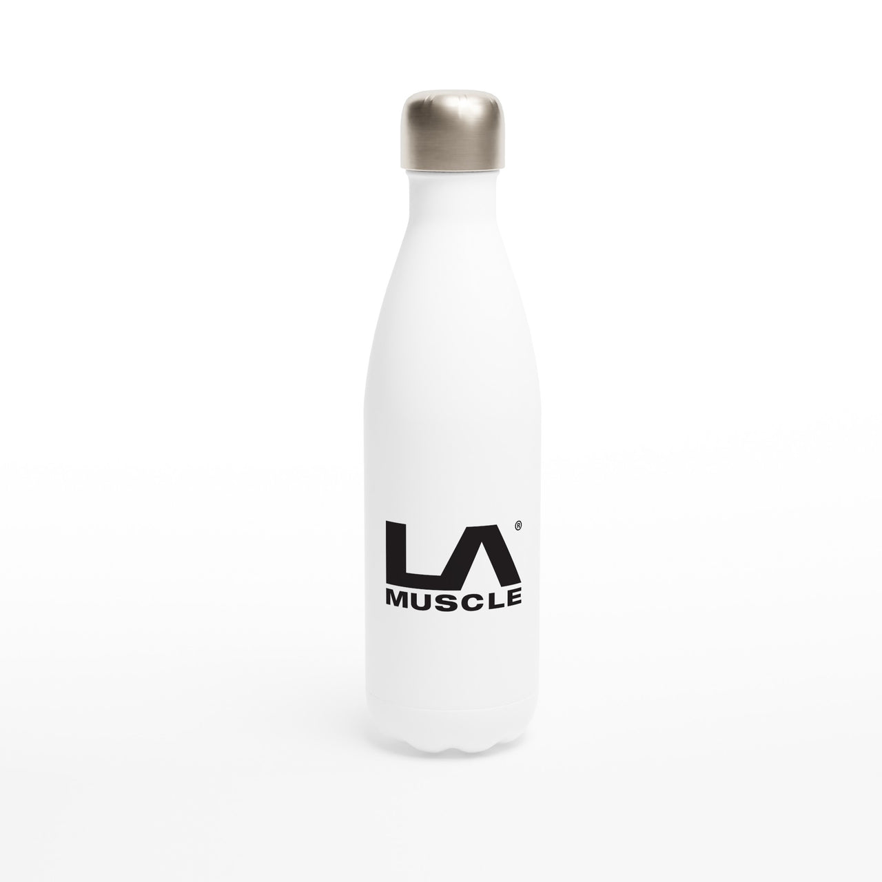 LA MUSCLE White 17oz Stainless Steel Water Bottle